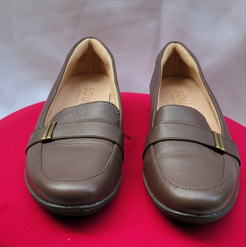 SOUL Naturalizer Kentley Loafers Women's Size 10M Brown Leather Slip-On Comfort